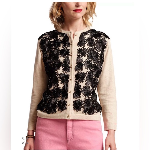 Frances Valentine Sweaters - FRANCES VALENTINE DARLING GUGGENHEIM RIBBON CARDIGAN XL